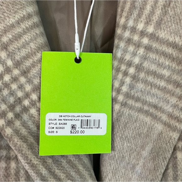 NWT Sam Edelman Windowpane Plaid Coat in Feminine Plaid Size S Wool blend - Picture 8 of 10